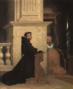 A Monk At Prayer by Alfred van (Jacques) Muyden
