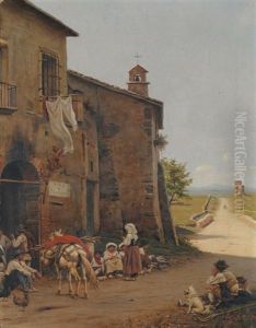 Italienische Landschaft Mit Rastenden by Evert Louis van Muyden