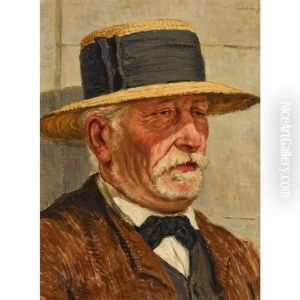 Brustportrat Eines Mannes Mit Strohhut
