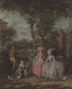 A Group Portrait Of A Family In An Ornamental Garden by Nicholaes Muys