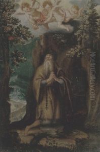 A Hermit Saint Attended By Angels