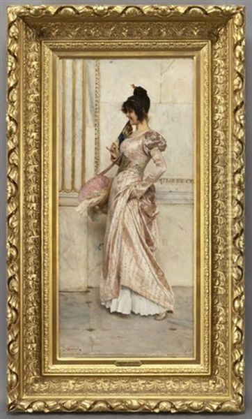 Fashionably Dressed Lady In A Classical Interior - view 1