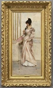 Fashionably Dressed Lady In A Classical Interior