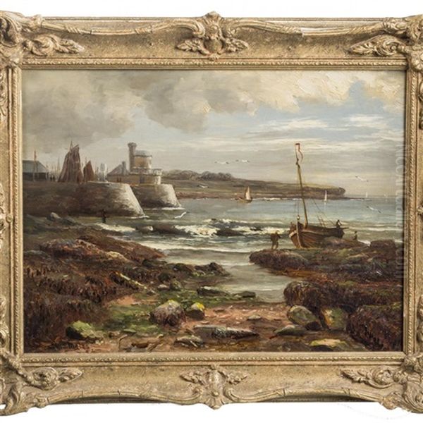 Fisherman At A Harbor"s Entrance - view 1