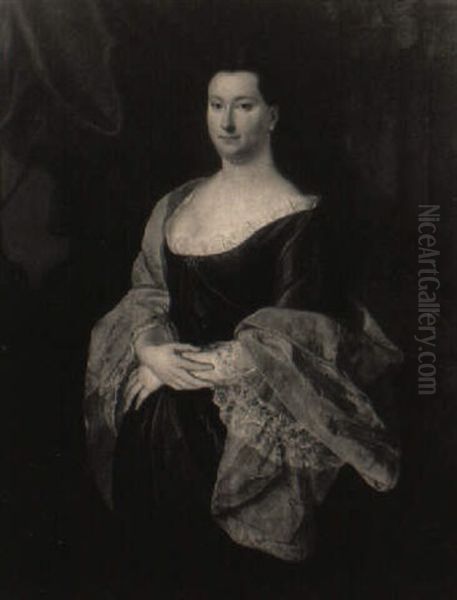 Bildnis Einer Dame In Blauem Kleid Und Rotem Umhang - view 1