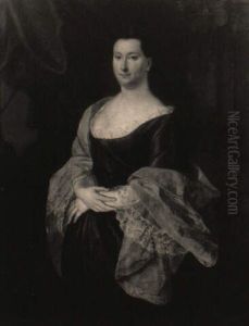 Bildnis Einer Dame In Blauem Kleid Und Rotem Umhang