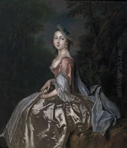 Portrait Of A Young Lady In A Silk Dress by George Van Der Myn