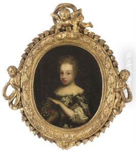 Portrait Of A Young Girl In A Blue Dress And White Chemise thumbnail