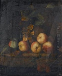 Peaches And A Fig With Plums On A Table Top