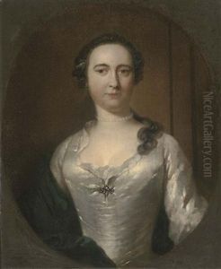 Portrait Of A Lady, Bust-length, In A White Dress And Pearls Portrait Of A Lady, Bust-length, In A White Dress And Pearls
