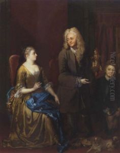 A Gentleman Showing The Day's Bag To A Lady In An Interior, With A Servant And Pug Dog Beside