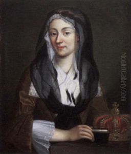 Portrait Of A Noblewoman (marie De Lorraine, Princess Of Monaco?) In A Brown Dress With An Ermine Collar, With A Black Lace Shawl Portrait Of A Noblewoman (marie De Lorraine, Princess Of Monaco?) In A Brown Dress With An Ermine Collar, With A Black Lace Shawl