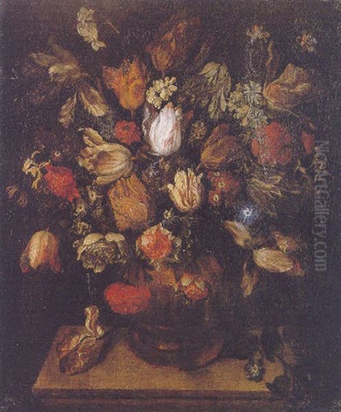 A Still Life Of Tulips, Convolvulus, Jasmine And Other Flowers - view 1
