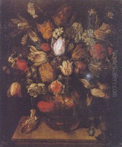 A Still Life Of Tulips, Convolvulus, Jasmine And Other Flowers