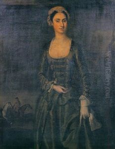 Portrait Of Miss Grace Catlin Of.....abbey, Chillesford, Suffolk, Wearing Green Riding Dress, White Kid Gloves, Holding A Whip