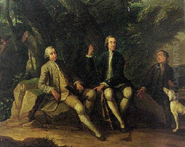 Sportsmen Resting In A Rocky Wooded Landscape - view 1