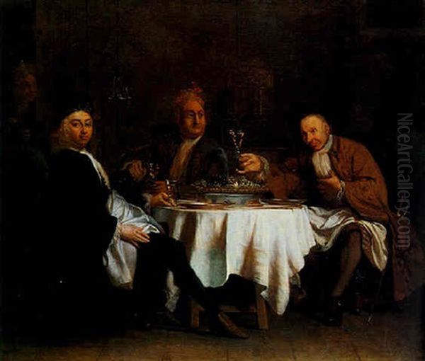 Three Gentlemen Seated At A Table About To Dine - view 1