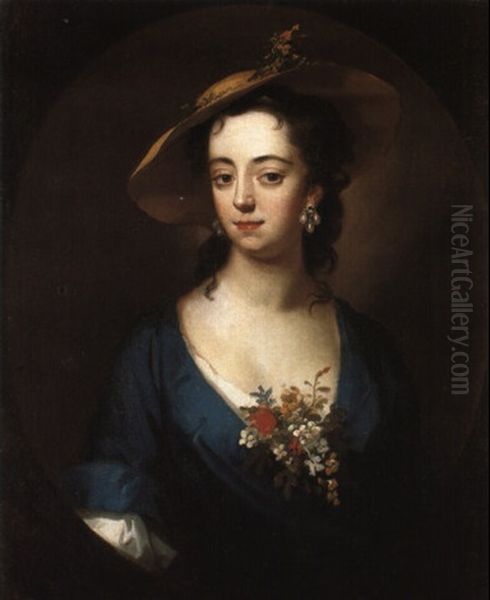 Portrait Of A Lady Wearing A Straw Hat And Flowers - view 1