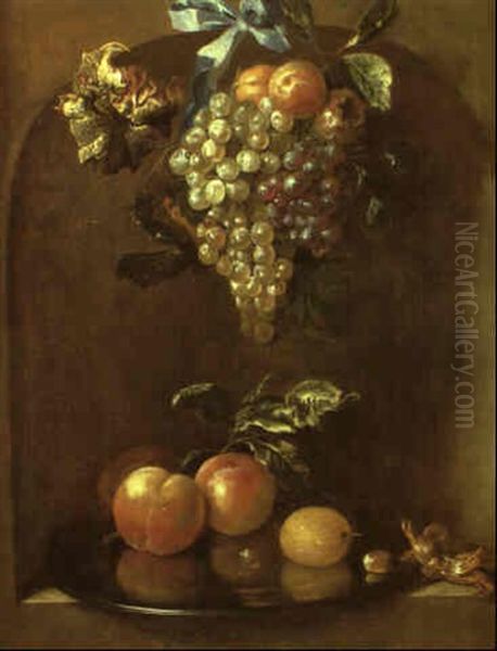 Still Life With Garland Of Grapes And Other Fruit In A Stone Niche - view 1