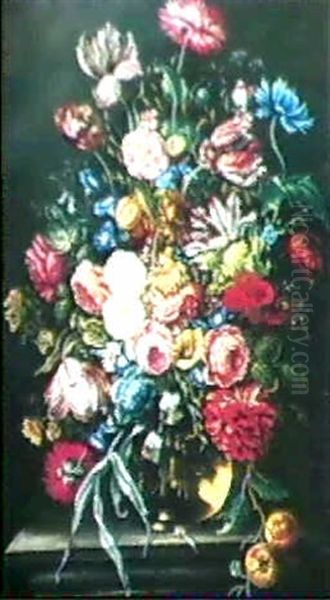 Grosses Blumenbouquet In Gebauchter Glasvase - view 1