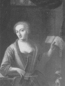 A Lady Holding A Violin And A Musical Score by Herman van der Myn