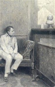 Emperor Napoleon I Contemplating A Bust Of His Son by Felicien de Myrbach-Rheinfeld