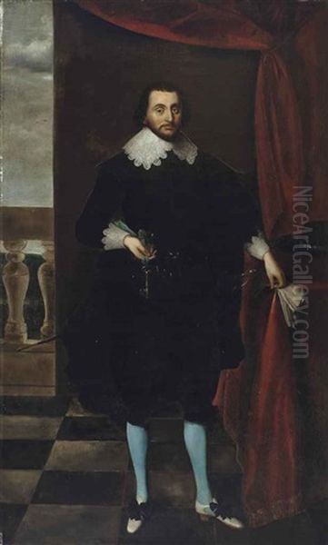 Portrait Of A Gentleman Traditionally Identified As Philip Lord Wharton (1613-1696), Full-length, In A Black Coat And Blue Stockings... - view 1