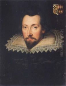 Portrait Of Christopher Cresacre More Wearing A Black Doublet And A White Lace Ruff