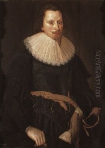 Portrait Of A Gentleman Holding Gloves