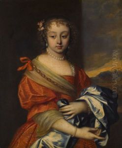 Portrait Of A Girl, Half-length, Wearing Red With A Blue Mantle Portrait Of A Girl, Half-length, Wearing Red With A Blue Mantle