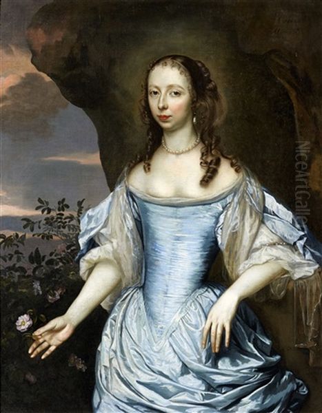 Portrait Of A Woman In A Blue Dress - view 1