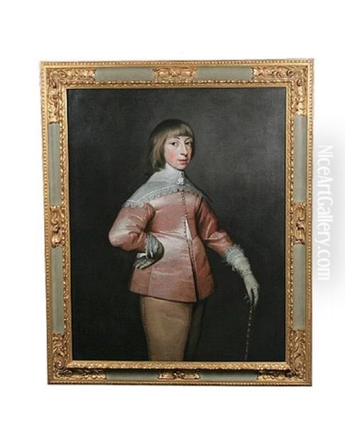 Portrait Of A Young Gentleman In Pink Satin Costume With A White Lace Collar - view 1