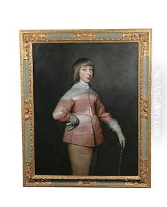 Portrait Of A Young Gentleman In Pink Satin Costume With A White Lace Collar by Jan Mytens