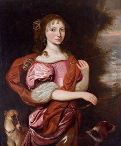 Bildnis Einer Dame Mit Zwei Hunden Als Diana