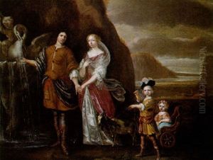 A Gentleman And His Wife As Rebecca And Eliezer At The Well, With Their Son And Daughter A Gentleman And His Wife As Rebecca And Eliezer At The Well, With Their Son And Daughter