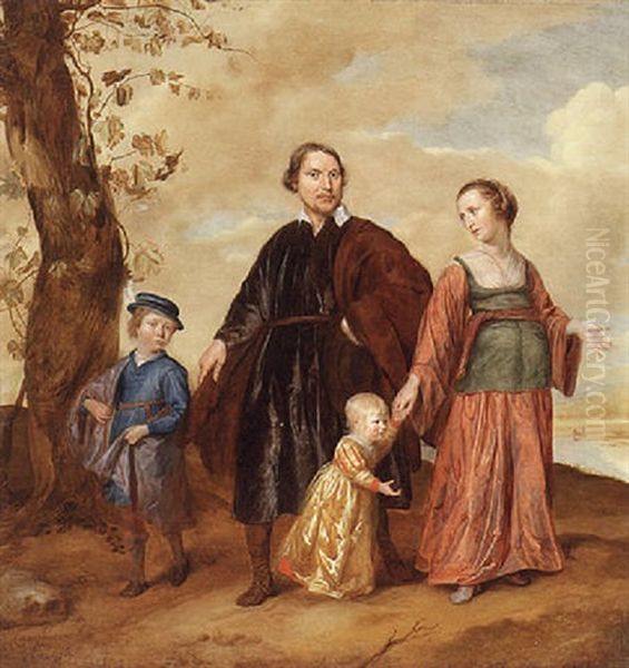 Portrait Of Wilhelmus Suerendonck With His Wife Susanna Brossaert And Their Sons Andreas And Petrus In A Landscape - view 1