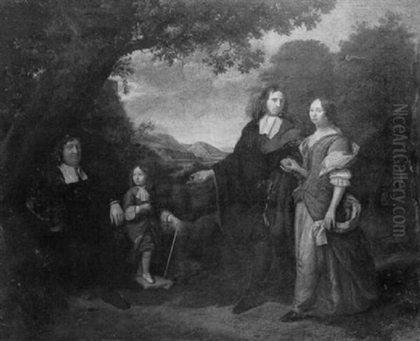 Group Portrait Of A Family In A Landscape - view 1