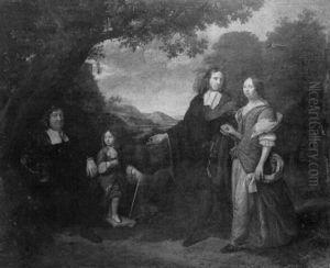 Group Portrait Of A Family In A Landscape by Jan Mytens