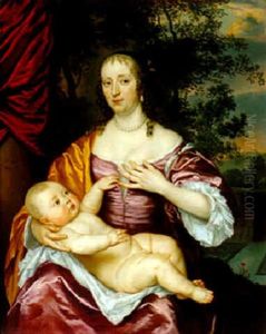 Portrait Der Cornelia Vivien Und Ihres Sohnes Anthony Im Garten