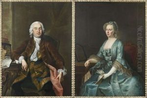 Portrait D'un Architecte (+ Portrait De Femme A La Robe Bleue Et A L'eventail; Pair)