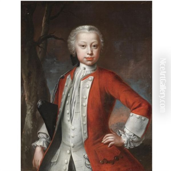 Portrait Of A Young Officer, Half Length, Wearing A Red Jacket - view 1