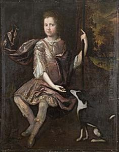 Portratt Av Gosse I Romersk Kladnad by Martin Ii Mytens