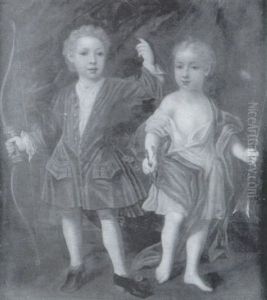 Portrait De Jeunes Enfants Tenant Un Arc Et Une Fleche by Martin Ii Mytens