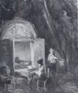 Musizierendes Paar Im Salon by Franz Naager