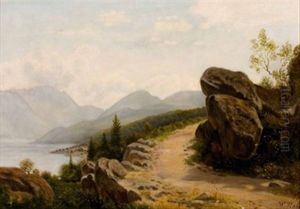 Hohenweg Mit Blick Auf Seenlandschaft by Wilhelm Julius August Nabert
