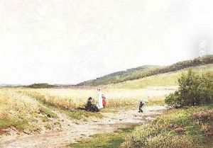 Sonntagsspaziergang. Blick Uber Weite Hugelige Feld- Und Wiesenlandschaft