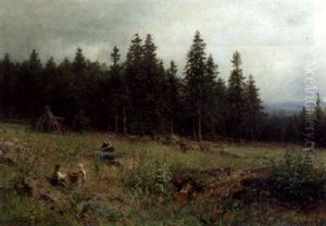 Family In A Forest Clearing by Wilhelm Julius August Nabert