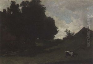 Summer Landscape With A Grazing Goat by Frederik Nachtweh