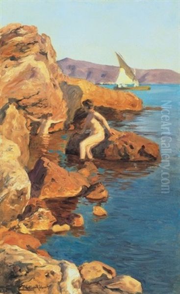 Piheno Akt A Tengerparton, Dalmacia - Reclining Nude At The Seaside, Dalmacia - view 1