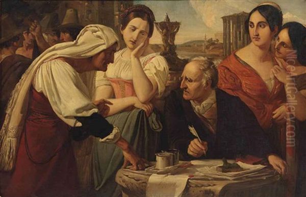 Goethe Amongst His Peers With The Temple Of Vesta In The Distance - view 1